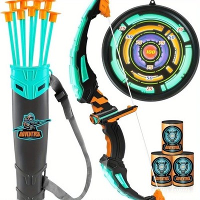 JOYFY Kinder Pfeil und Bogen Set - LED Leucht Bogenschießen Spielzeug | 9 Saugnapf Pfeile