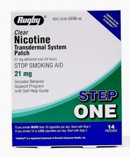 Rugby Clear Nicotine step one -21mg 14 Patches FREE AND FAST SHIPPING USA