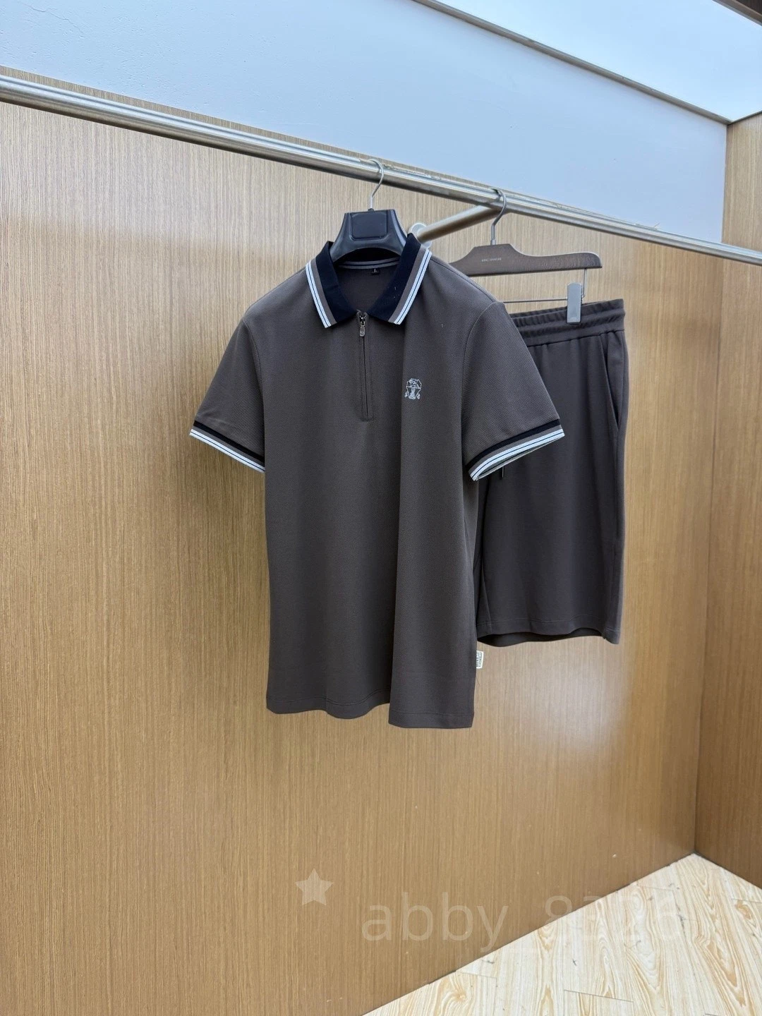 Brunello Cucinelli Regular Cotton Short-Sleeve Polo Shirt Shorts Sweatpants Set