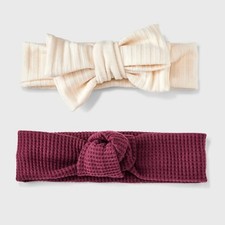 Cat  Jack Girls 2 Piece Toddler Baby Soft Headwrap Set Ivory  Burgundy New