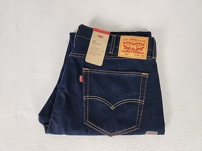Levi's 505 Eco Regular Fit Zip Fly Straight Leg Denim Jeans 38X32 Mens Dark Blue