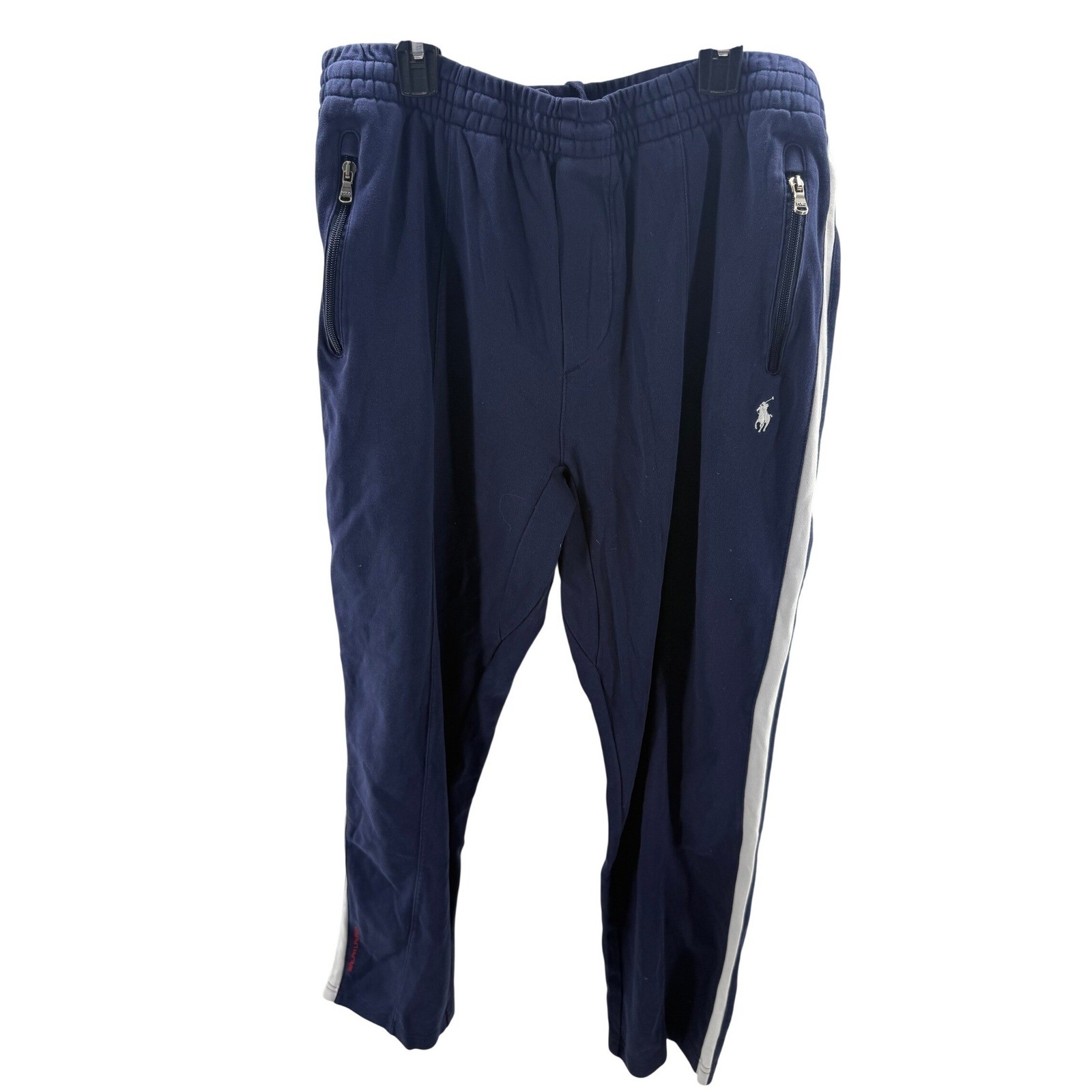 Polo Ralph Lauren Mens Navy Blue Zipper Pockets Track Pants Joggers XL Vintage