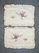 Vintage Cotton Pillow Shams Embroidered Pillow Cases Standard Ruffle Set of 2
