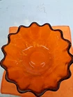 Blenko Glass Lotus Flower 14 Petal Amber Bowl Dish Mid Century Modern Vtg MCM 9'
