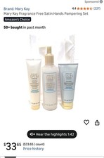 Mary Kay "Fragrance Free" Satin Hands Pampering Set Smoothie, Cream, Softener