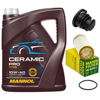 MotoröL Filter Set Mannol 10W-40 5 Liter + Schraube FüR Audi A5 A6 Q5 2.0 Tfsi