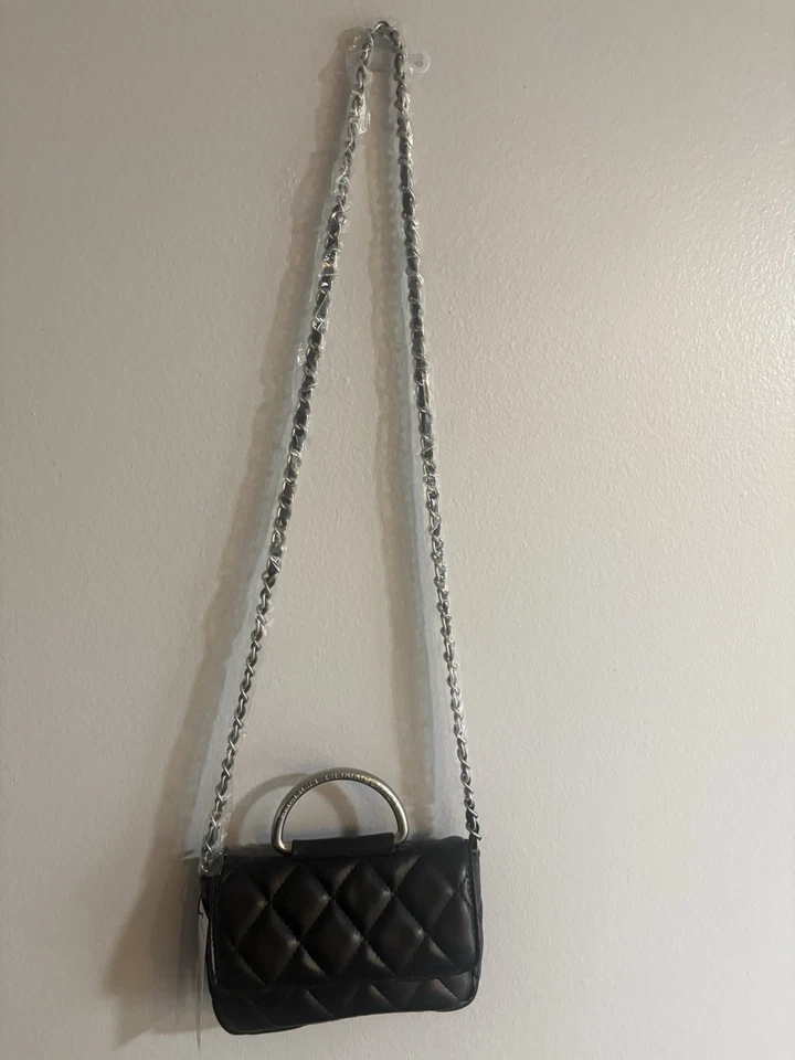 NWT French Connection Quilted Purse Top Handle Crossbody Bag Mell in Black - Image 3 of 4