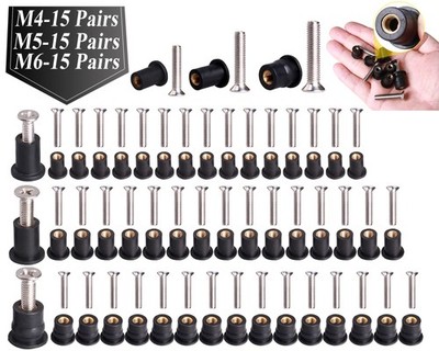 45 Pairs M4 M5 M6 Neoprene Well Nuts with Stainless Steel Screw M5 Rubber Wel...