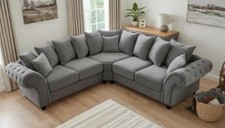 New Verona 2C2 Corner Sofa – Grey Plush Velvet – 240cm x 240cm Free Delivery UK.