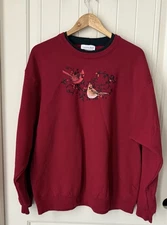 Country Stores Women’s Embroidered Crewneck Sweatshirt Sz XL Red Bird Cardinals