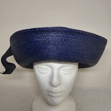 Vintage Unbranded Women's Straw Hat Blue Valerie Modes Style
