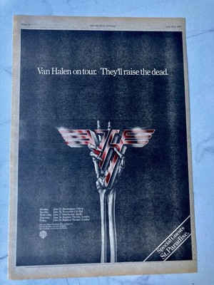 VAN HALEN ON TOUR UK  11'' x 16'' FULL PAGE MAGAZINE ADVERT POSTER 1979