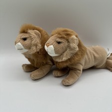Set of 2 Commonwealth 2005 Lion Plush Stuffed tan Animals, 10" toys