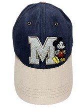 Vtg 90s Y2K Mickey Mouse Walt Disney World Cap Adjustable Strap Back In Blue Tan