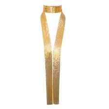 Metal Sequin Ties for Women Long Skinny Scarves, Sparkly Glitter Scarf Gold