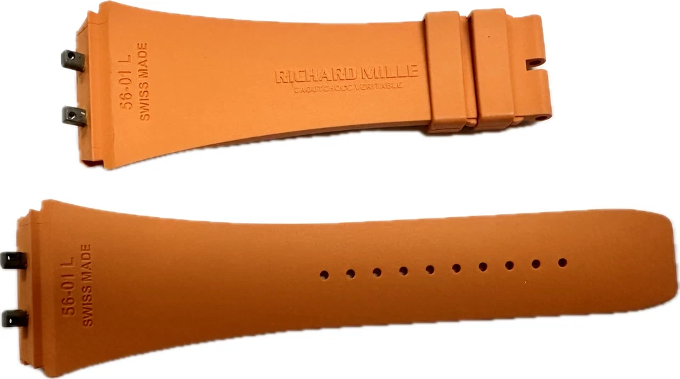 Richard Mille RM 56-01L Orange Rubber Strap Band OEM Genuine New — 第 2/2 张图片