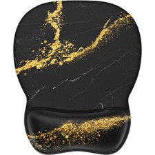 MROCO Ergonomic Mouse Pad with Gel Wrist Rest, 9.4L x 8.1W inches, Black Gold