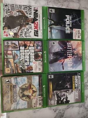 Microsoft Xbox One Video Game Lot Bundle - GTA V, NBA 2K, Battlefield 1, Fallout