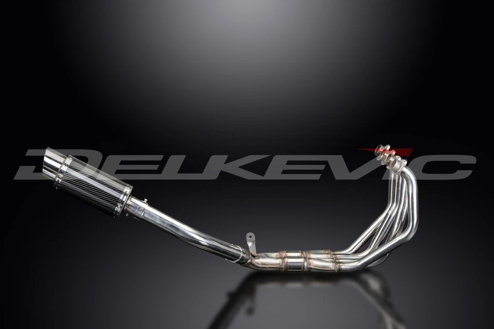 Honda CBR900RR CB900F 919 1992-2008 Complete Exhaust 4-1 8" Round Carbon Muffler - Image 2 of 4