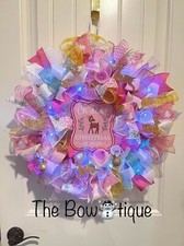 Handmade Oh Deer Christmas is Near Holiday Ribbon Door Wreath 22 in W65 SO CUTE