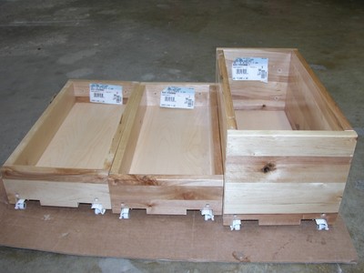 3 Pullout cabinet drawers on roll out track with rollers beautiful wood DIY