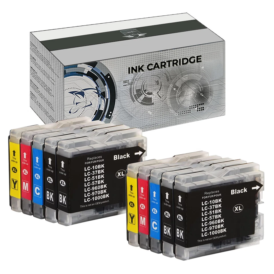 PILOGICO 10 CARTUCCE COMPATIBILI BROTHER LC1000 DCP 130C 135C 150C 330C 350C 540C 560
