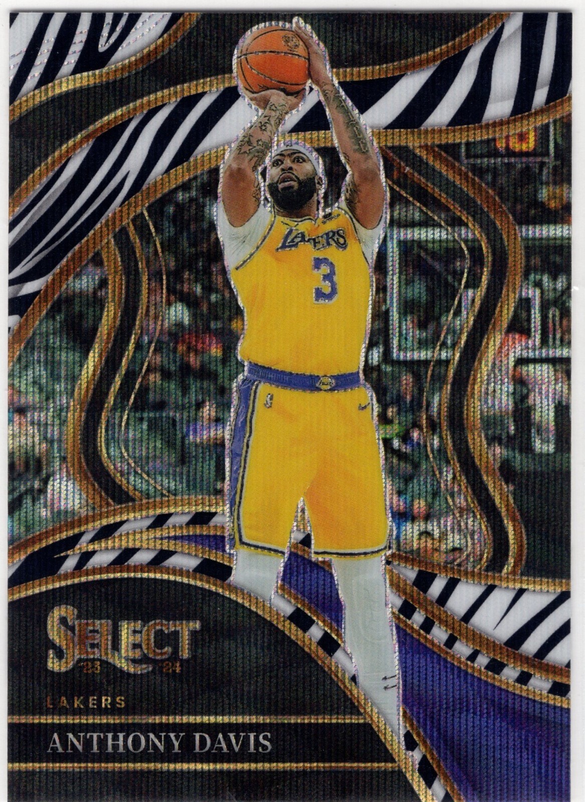 2023-24 Panini Select Anthony Davis #220 Courtside Zebra Prizm