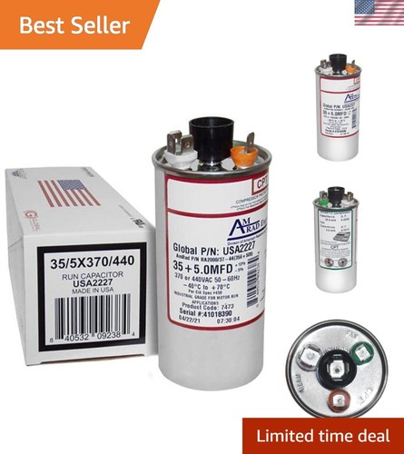 Efficient Goodman Capacitor 35+5 uf, 370/440 VAC, Includes Compressor ...