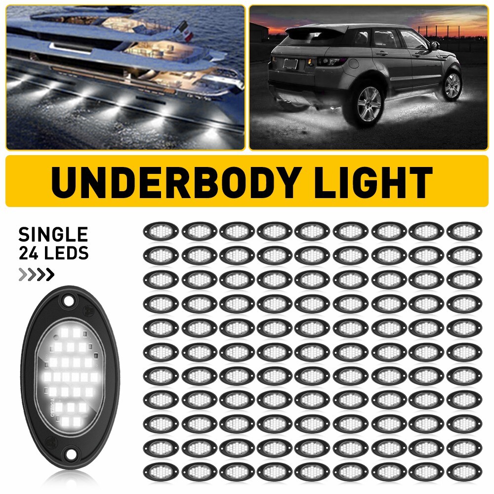 100x White LED Rock Lights Underbody For Jeep Offroad Truck ATV UTV SUV 4X4 Car