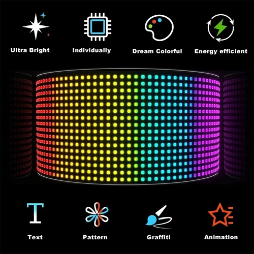 USB LED Car Flexible Sign Scrolling Message Display Screen APP Programmable RGB - Picture 15 of 24