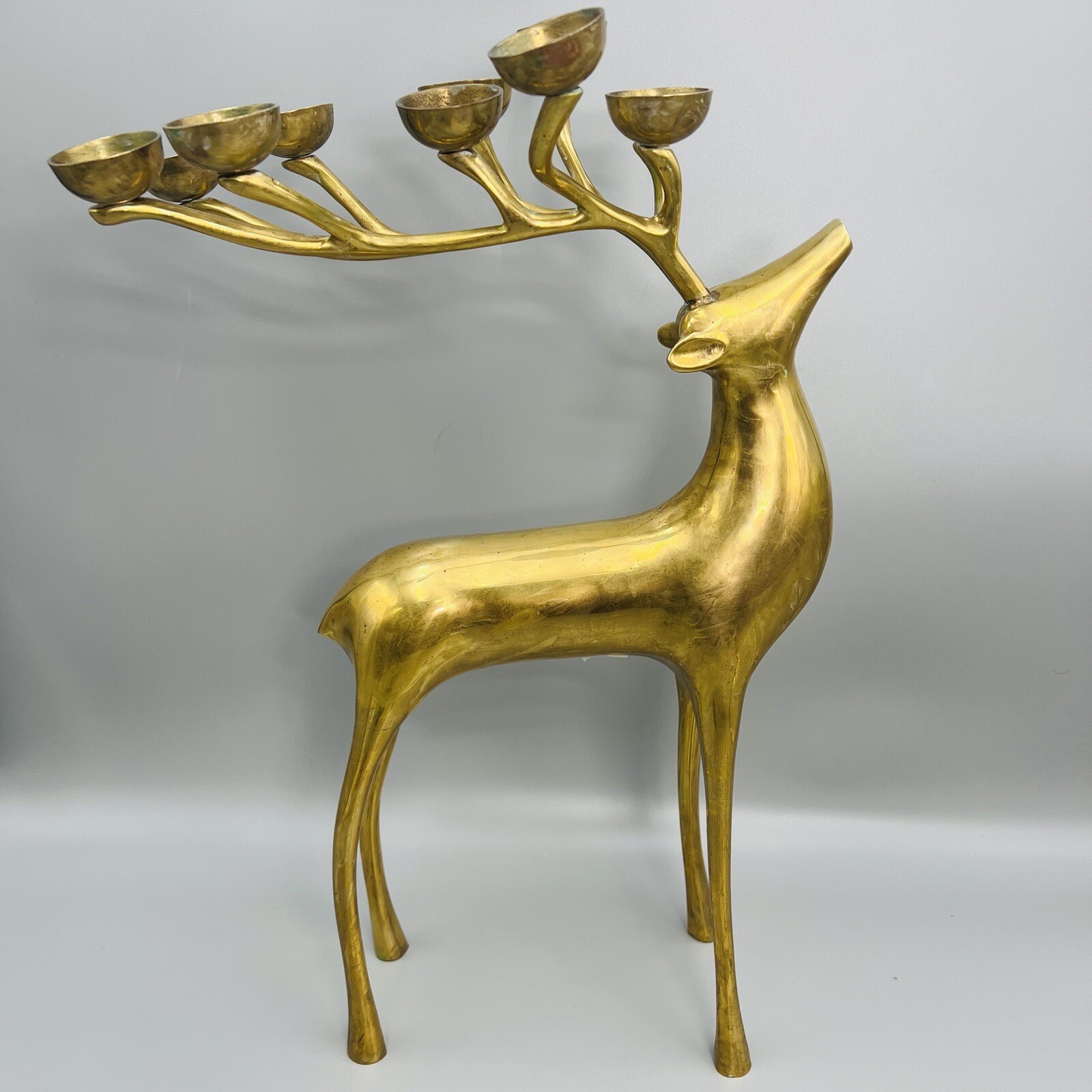 20” Pottery Barn Brass Deer Candle Votive Holder Reindeer Christmas 10 Point eBay