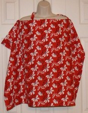 Breastfeeding Nursing Coverup Red n White Flowers Apron - Shawl - Handmade USA