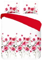 Good Morning King Size 100 Percent Cotton Duvet Cover With Red Flowers Red Good Morning King Size 100 Percent Cotton Duvet Cover With Red Flowers Red