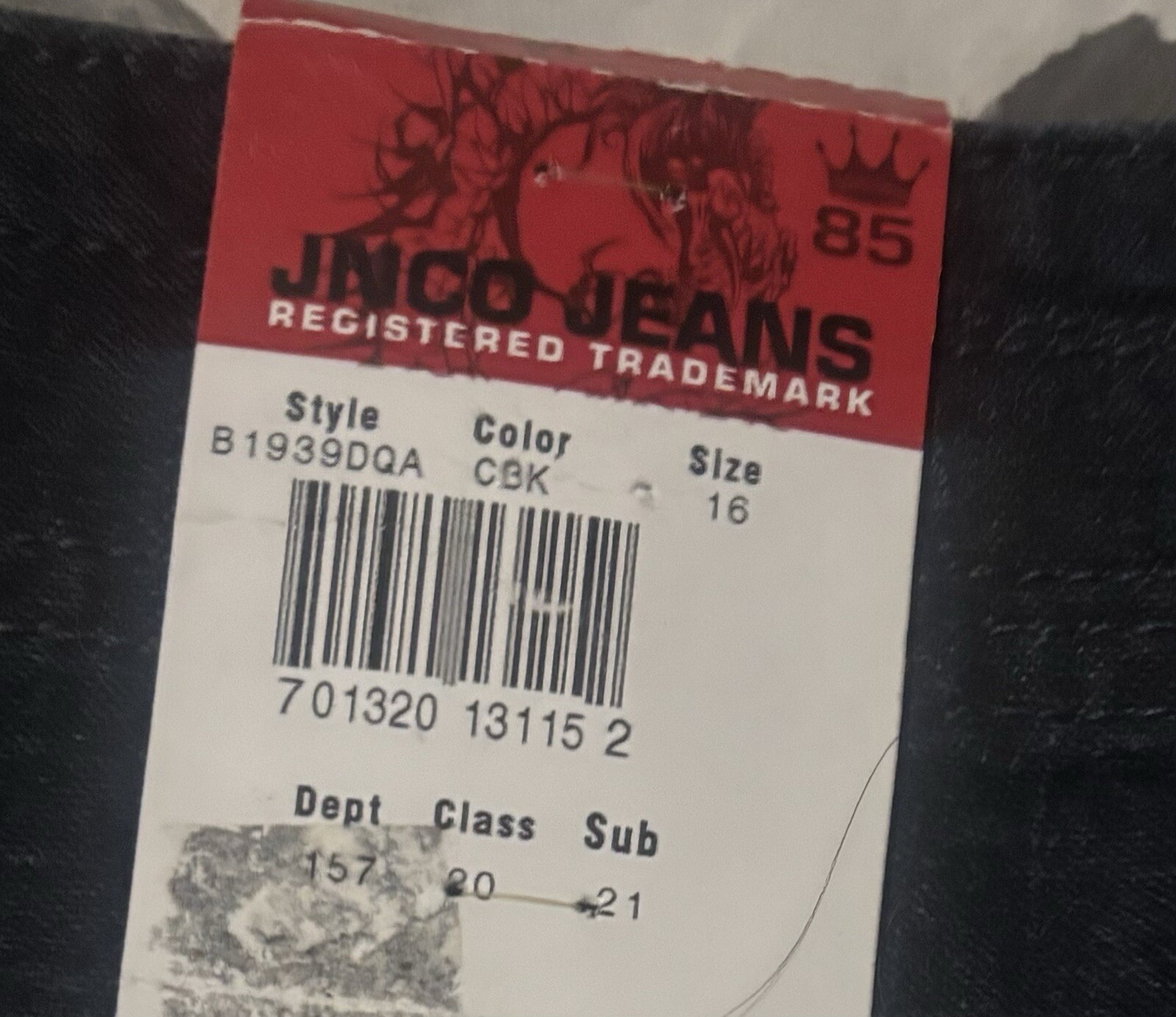 Vintage Y2K JNCO Jeans Tiger Blue Baggy Size 16 NEW NWT