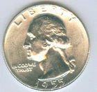 1955-D Silver Washington Quarter MS Plus