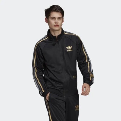 adidas CHILE ジャケット 黒 金色ストライプ セットアップ Adidas