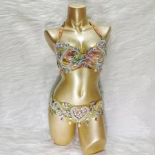 Make to Order Beaded Samba Belly Dance Costume RAVE EDC Party Carnival Bra Belt
