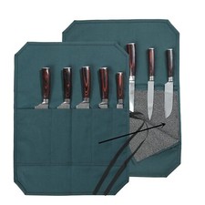 Chef's Knife Roll BagKnife Carrying Case with Cut-Resistant Lining Dark Green