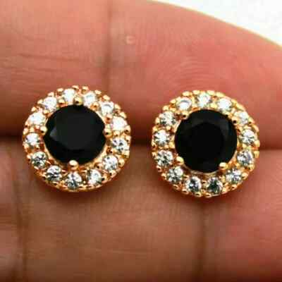 2.50Ct Lab Created Diamond Halo Stud Push Back Earrings 14K Rose Gold Finish