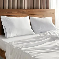 4 Piece Queen Size Sheet Set Hotel Luxury Bed Sheets Breathable & Cooling White