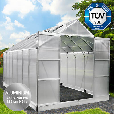 BRAST Gewächshaus Aluminium mit Fundament | rostfrei wetterfest - 430x250x235cm
