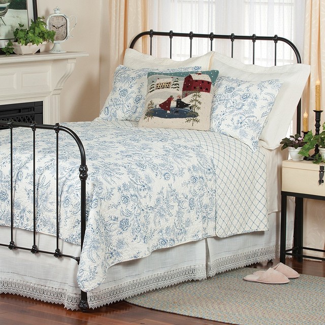 Clementina Blue Twin Quilt White French Toile Williamsburg