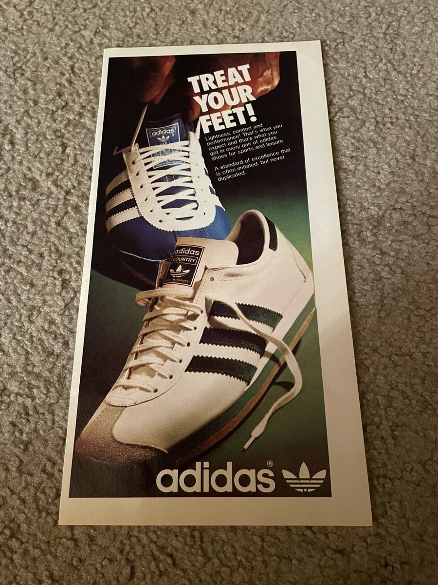 Vintage 1975 ADIDAS COUNTRY Running Shoes Poster Print Ad 1970s