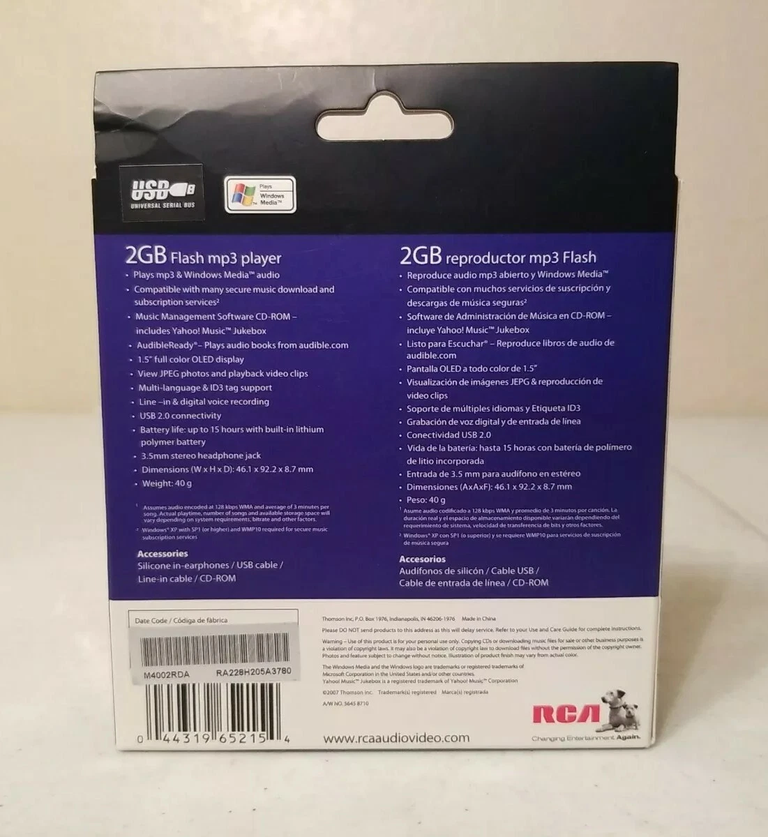 New RCA Flash Mp3 Player 2GB M4002RD/Limited Color Edition 2007 | EBay