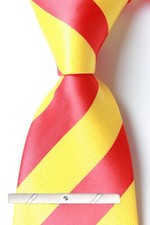 Classic Striped Yellow Red JACQUARD WOVEN 100 Silk Men's Necktie Tie