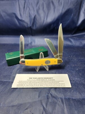 Moore Maker USA 3301 B Stockman Knife Yellow Delrin Handles NIB