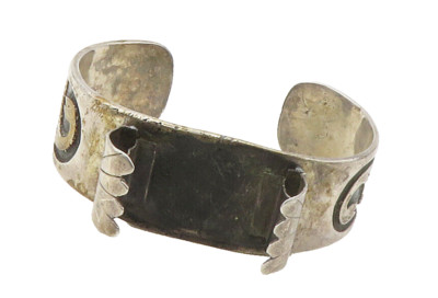 RICHARD REEVE APACHE 925 Silver  Vintage Oxidized Detail Cuff Bracelet  BT6628