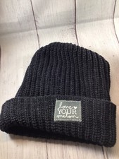Love Your Melon Black Beanie Hat White Tag