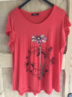 DESIGUAL.schönes Shirt Sommer Gr.L. Rot Stickerei