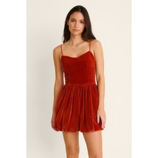 Abercrombie & Fitch Dress Women’s SP Orange Velvet Fit & Flare Mini Balloon Hem